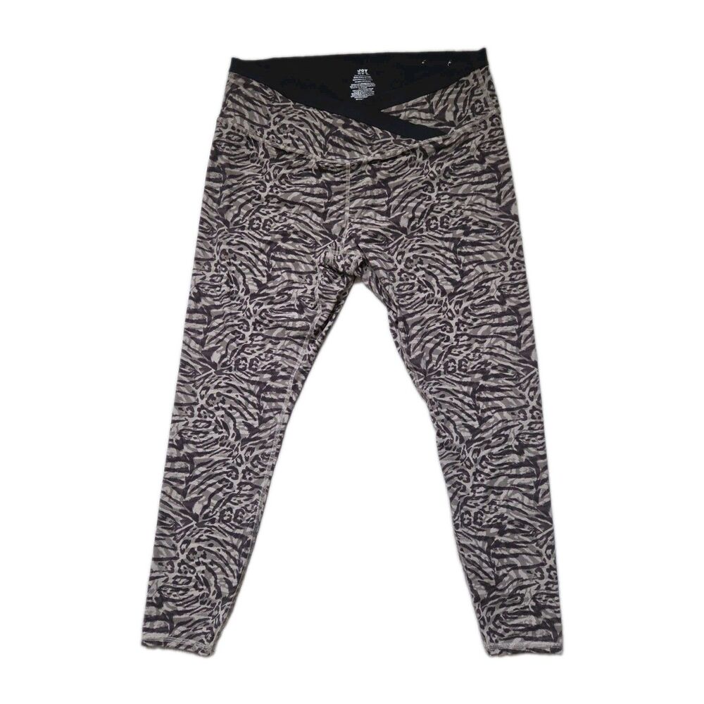 JoyLab Brown Animal Print Crossover Waist Athletic Leggings Size XXL EUC